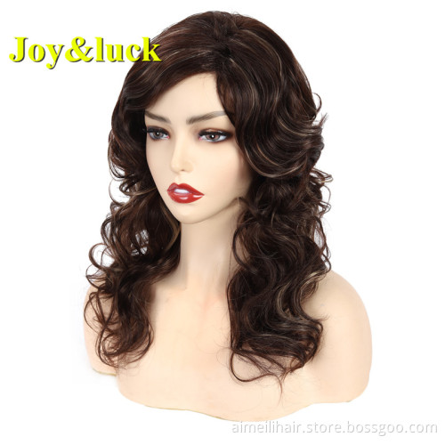 Wavy Hair Wholesale Wigs African Wigs for Black Women Cosplay Party Brown Ombre Blonde Long Curly Natural Synthetic Hair Wigs